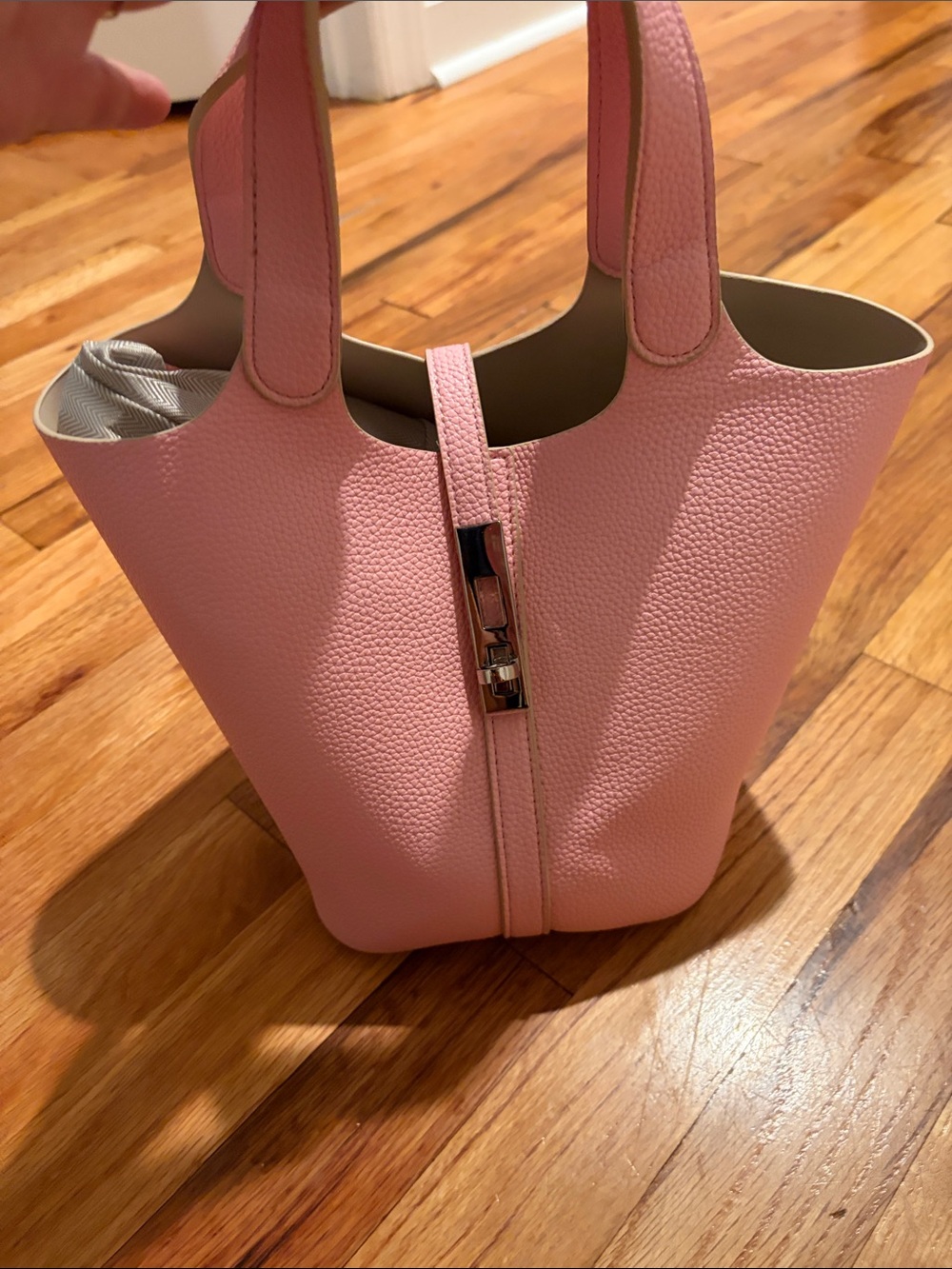 Pink Leather Tote Bag - Elegant Everyday Carry